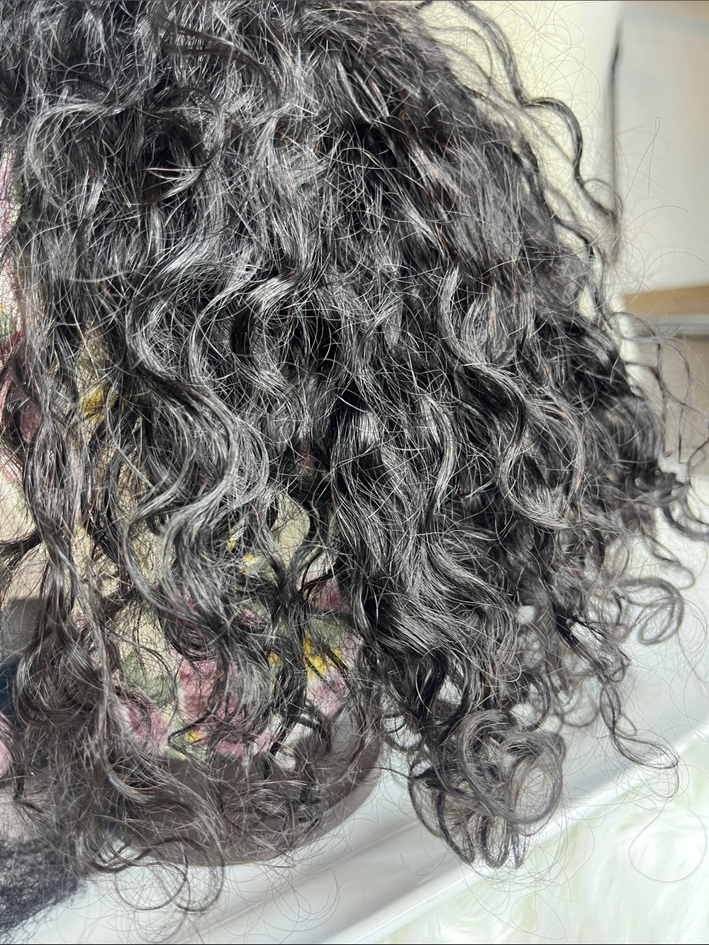 Curly Wool Wig 12" in Color 1B Human Hair - Picture 7 of 7